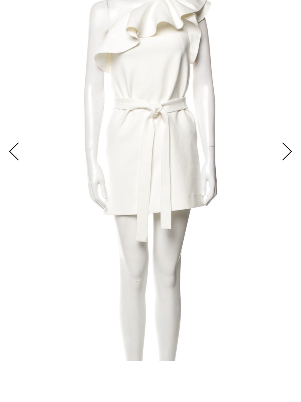 Maje White One-Shoulder Ruffle Belted Mini Dress